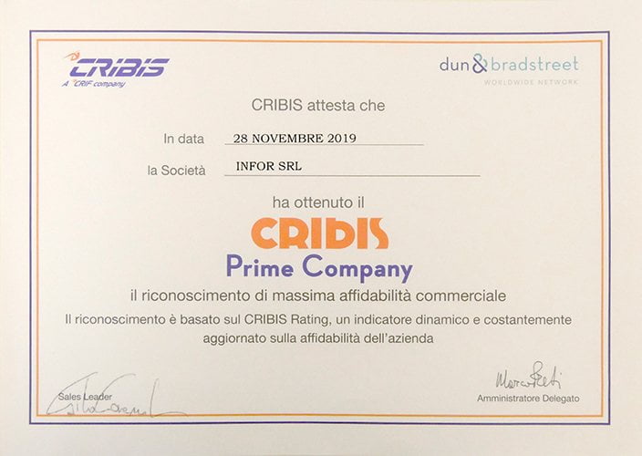 certificazione Cribis affidabilità commerciale infor