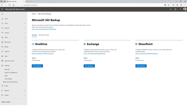 Microsoft 365 Backup nativo